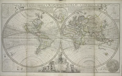 Nová a správná mapa světa sestavená podle nejnovějších objevů a nejpřesnějších pozorování, 1736